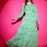 Sheetal Associates Women's Floral V-neck Green Dresses